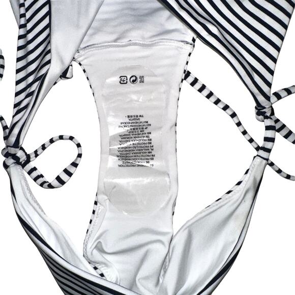 NWT H&M Black And White Striped Side Tie Low Rise Bikini Bottom US 10 - Picture 4 of 4